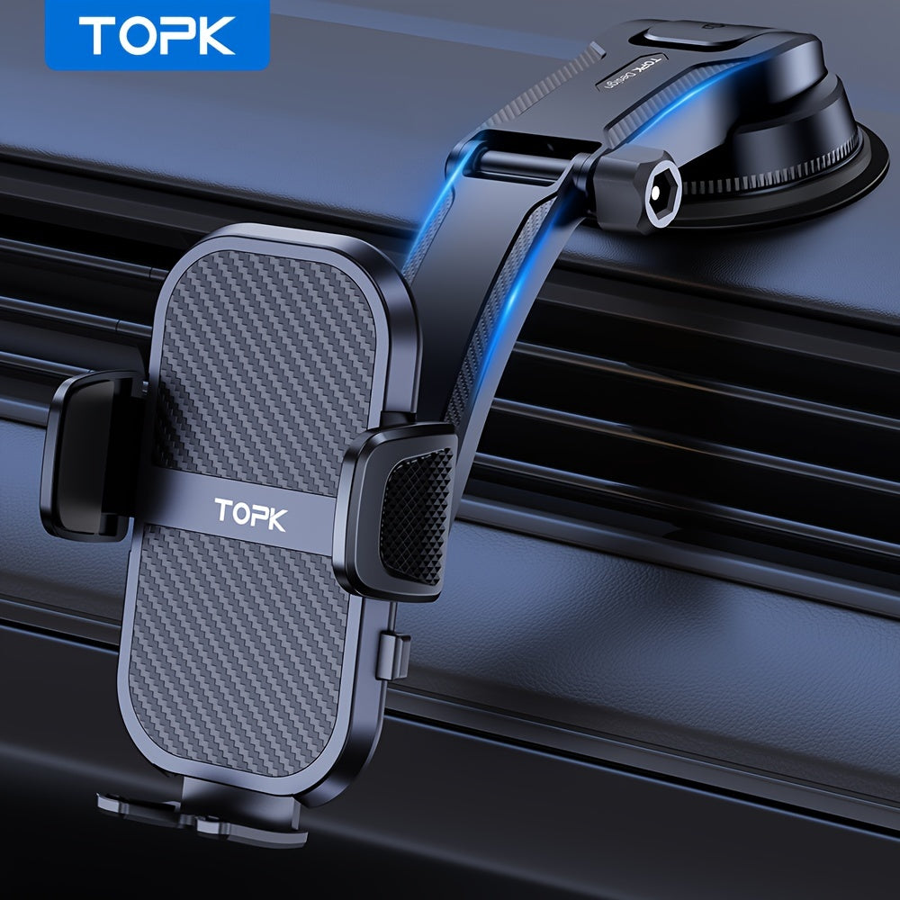 Dashboard Car Phone Mount Strong Adhesive Sticky Pad, 360° Rotation Adjustable Vertical Horizontal, Bonus Adhesive Pads Included, Universal Fit for iPhone 15 14 Samsung Galaxy Android, Black