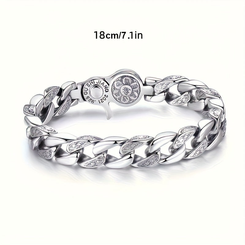 925 Sterling Silver Men's Fashion Bracelet – Classic Chain Design in 3 Sizes 7.10" 7.87" 8.66" Everyday Wear Jewelry Gift for Men Family Friends