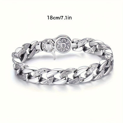 925 Sterling Silver Men's Fashion Bracelet – Classic Chain Design in 3 Sizes 7.10" 7.87" 8.66" Everyday Wear Jewelry Gift for Men Family Friends