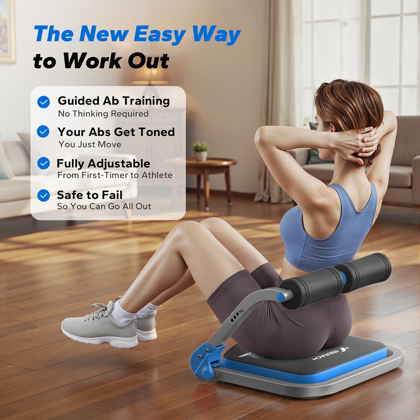 Multifunctional Ab Trainer Machine for Home Gym – Core Strength, Waist Slimming & Belly Fat Workout Equipment for Men & Women – Red & Blue