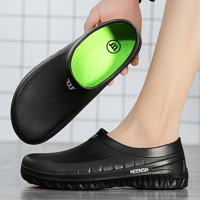 Men's Non-Slip Chef Shoes - Slip-Resistant Kitchen Work Shoes with Reinforced EVA Sole, Textured Grip and Heel Support for All-Day Comfort, Low-Top Sneakers for Professional Chefs and Commercial Kitchens, Black