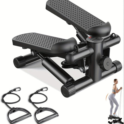 Mini Stair Stepper Exercise Machine with Resistance Bands, Compact Twist Motion Full Body Workout, 300 lbs Capacity Portable Home Gym Fitness Equipment for Weight Loss & Cardio - Black, Silver, Orange, Blue