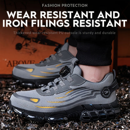 Steel Toe Work Shoes for Men Slip Resistant Safety Boots Breathable Composite Toe Sneakers Abrasion Resistant Construction Work Boots Black Dark Gray US 6-11