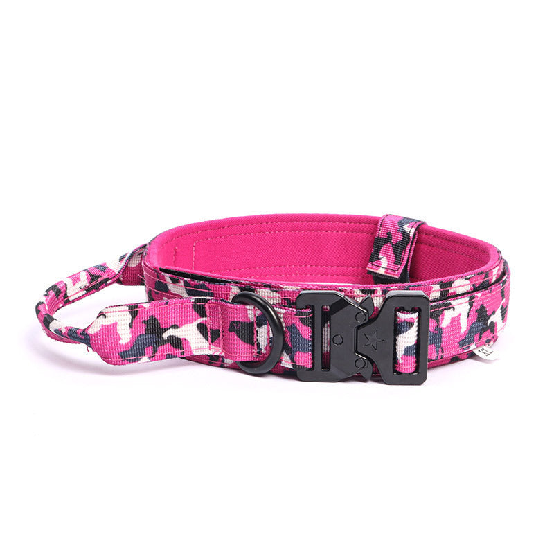Heavy Duty Tactical Dog Collar with Handle & Quick-Release Metal Buckle – 1.8" Wide Nylon Collar for Medium & Large Dogs, Ideal for Training, Agility, Outdoor & Search & Rescue