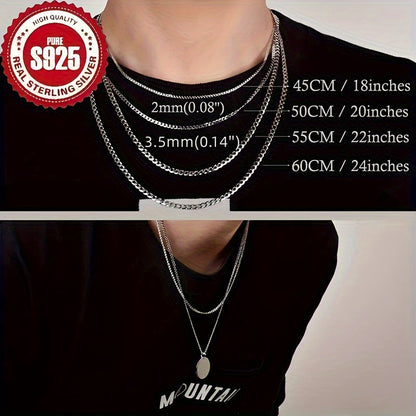 925 Sterling Silver Cuban Link Chain Necklace for Men & Women – 4mm & 6mm Width, 18-24 Inch Hip Hop Silver Chain, Classic Bold Jewelry Gift for Him & Her