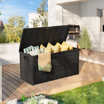 75 Gallon Resin Outdoor Storage Box with Handles Deck Box for Pool Accessories Garden Tools Camping Gear