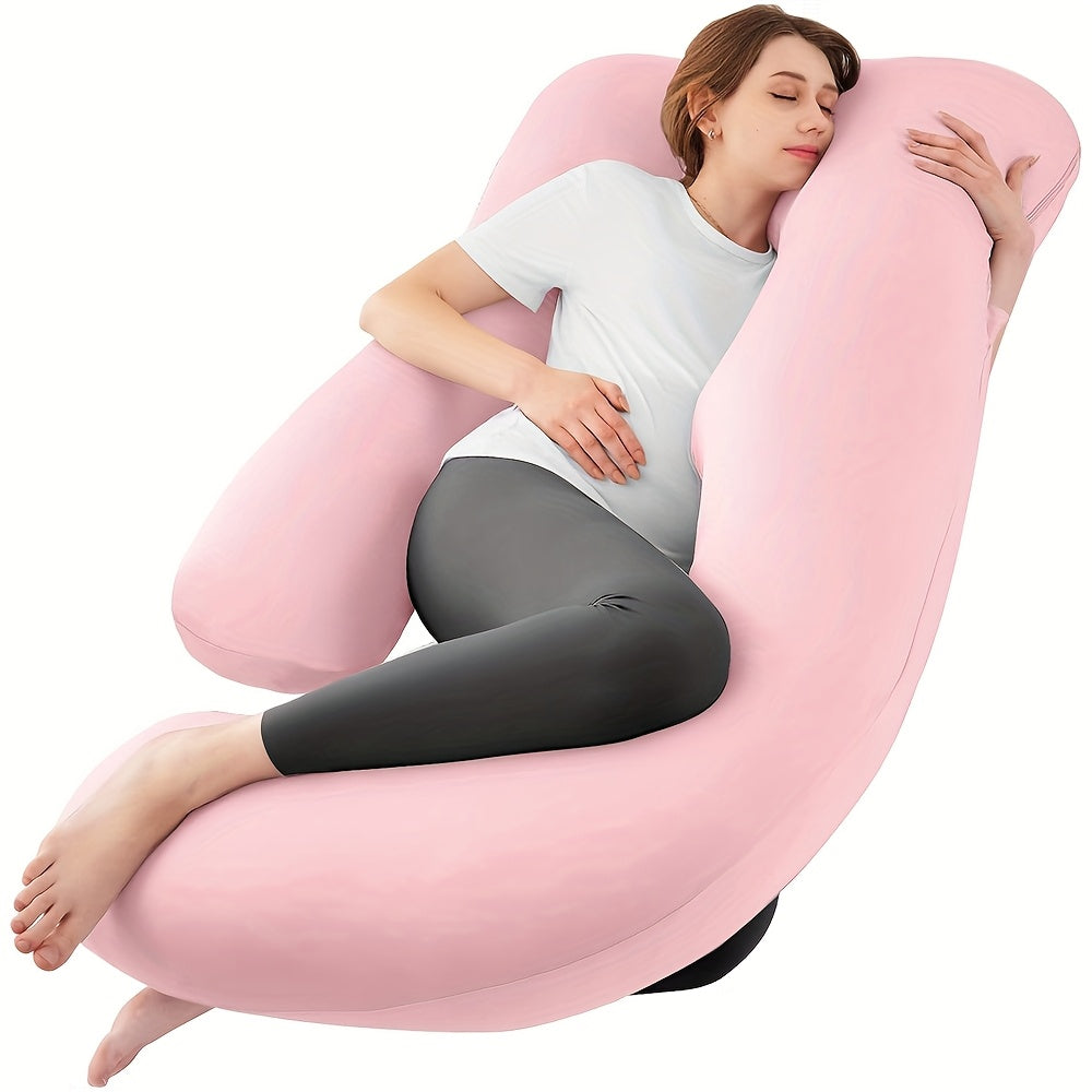 J-Shaped Maternity Pillow Full Body Pregnancy Pillow with Pillowcase – Back, Leg & Tummy Support for Comfortable Sleep, 41" & 60" Sizes, Multiple Colors & Fabrics, Great Baby Shower Gift
