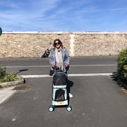 Portable Pet Stroller for Small Dogs & Cats – Foldable Travel Dog Stroller up to 33 lbs, Breathable Canopy, Smooth Wheels & Storage Basket, Ideal for Walks, Trips & Outdoor Adventures