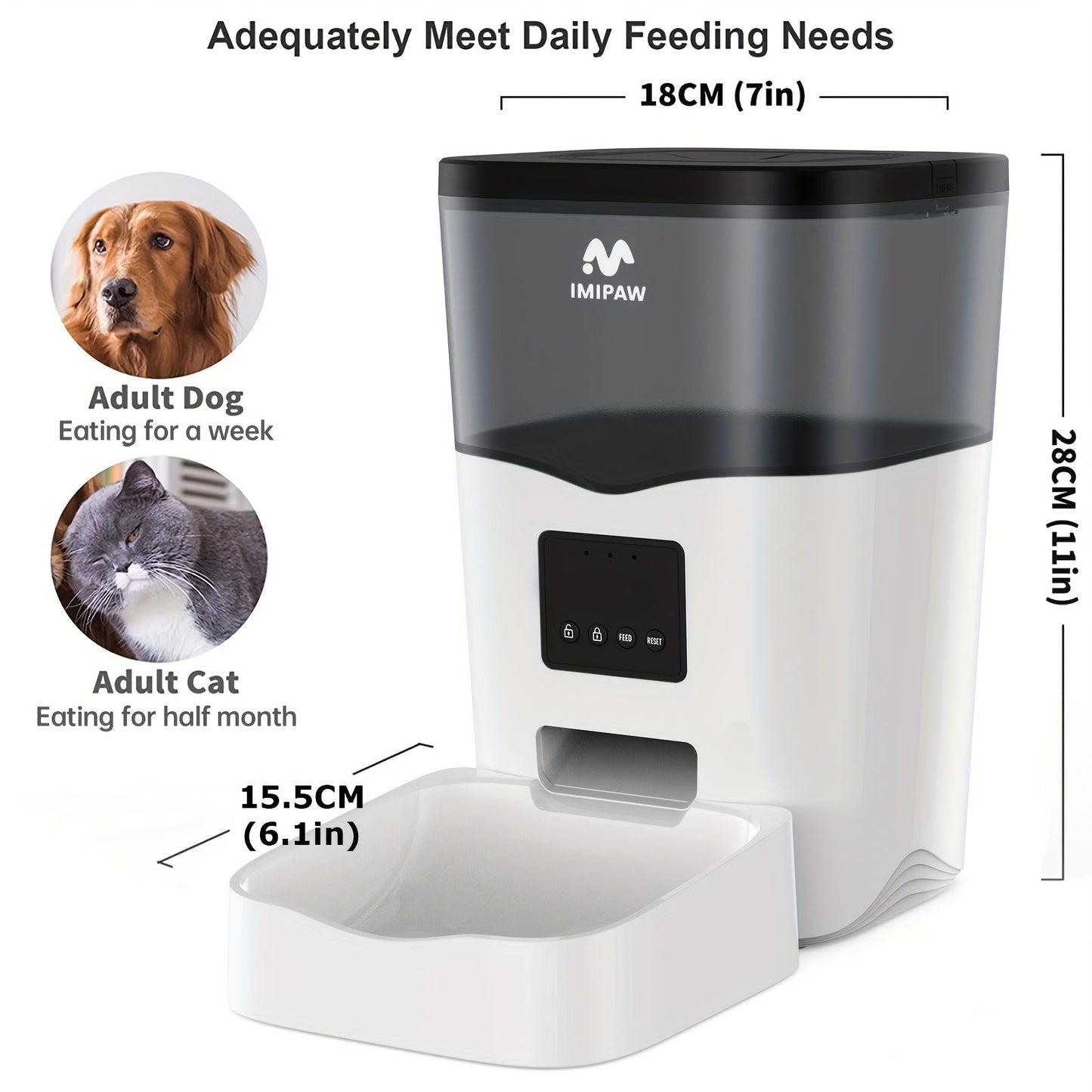 Smart WiFi Cat Feeder 3L Automatic Pet Food Dispenser with App Control – Up to 10 Meals Per Day, Camera & Voice Assistant Compatible, USB-Powered, Remote Monitoring for Cats & Dogs
