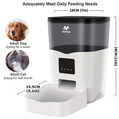 Smart WiFi Cat Feeder 3L Automatic Pet Food Dispenser with App Control – Up to 10 Meals Per Day, Camera & Voice Assistant Compatible, USB-Powered, Remote Monitoring for Cats & Dogs