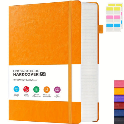 A4 Hardcover Notebook 320 Pages – Large College Ruled Leather Journal for Women Men, 100GSM Thick Paper 8.5x11 Lined Notebook for Work School Study Writing Business, 6 Colors