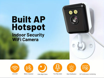 2 Pack WiFi Indoor Security Camera 3MP HD AI Humanoid Detection Full Color Night Vision Two-Way Audio Smart Motion Detection Alexa Compatible App Control Home Surveillance Camera