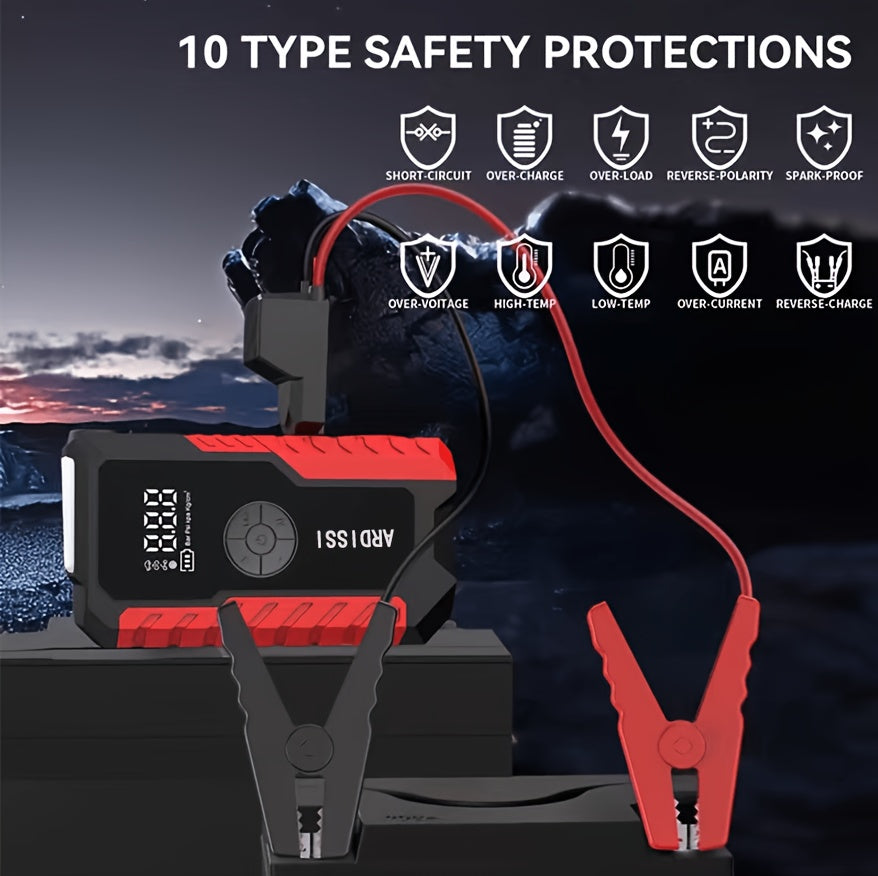 5000A Peak Portable Car Jump Starter with 150 PSI Air Inflator Pump – 10000mAh All-in-One Emergency Battery Booster, Type-C, LED Light for 12V Gas & Diesel Cars, Trucks, SUVs & Motorcycles