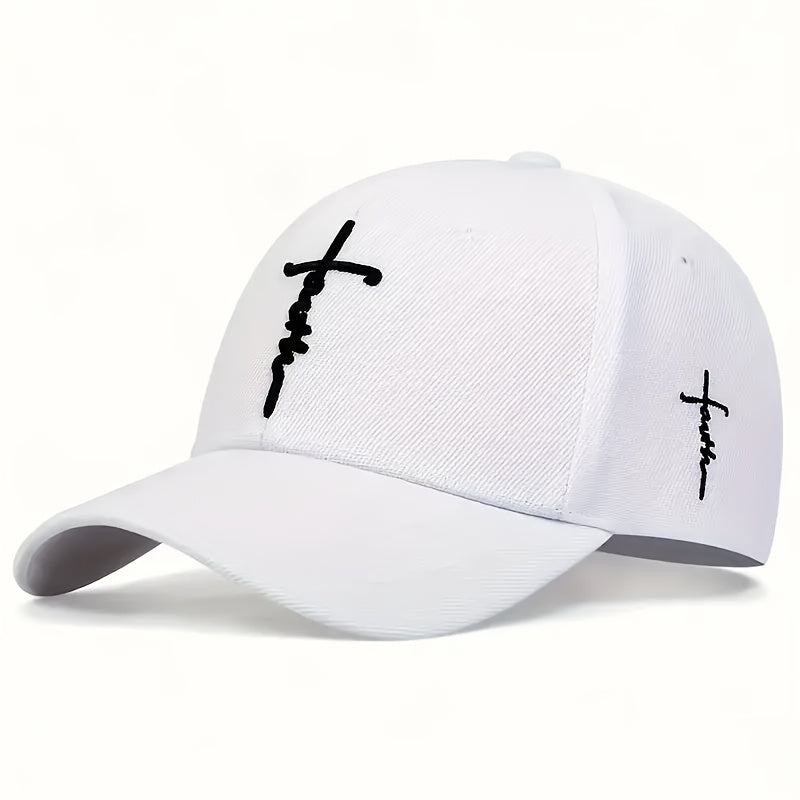 4 Pack Cross Embroidered Baseball Cap – Unisex Adjustable Snapback Sun Hat, Lightweight 100% Polyester Outdoor Travel Beach Game Day Hat for Women & Men