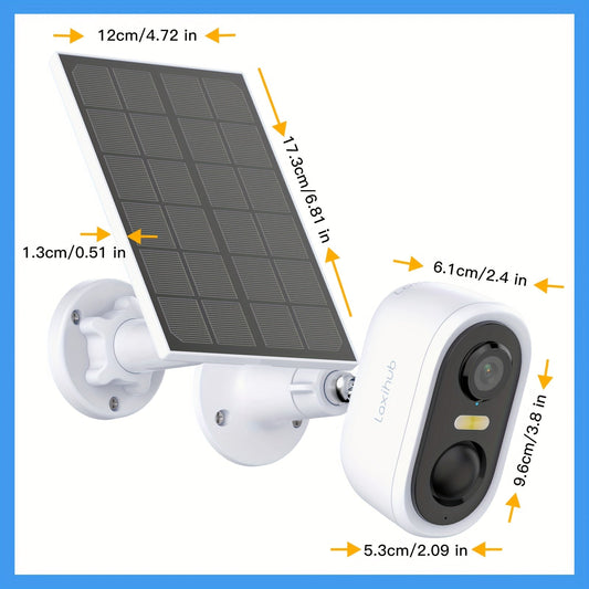 Solar Powered Outdoor Security Camera 3MP 1296P FHD – Battery Powered, 2.4GHz WiFi, AI Motion Detection, Spotlight, IP65 Weatherproof, Color Night Vision, Two-Way Audio, Cloud & SD Storage CCTV