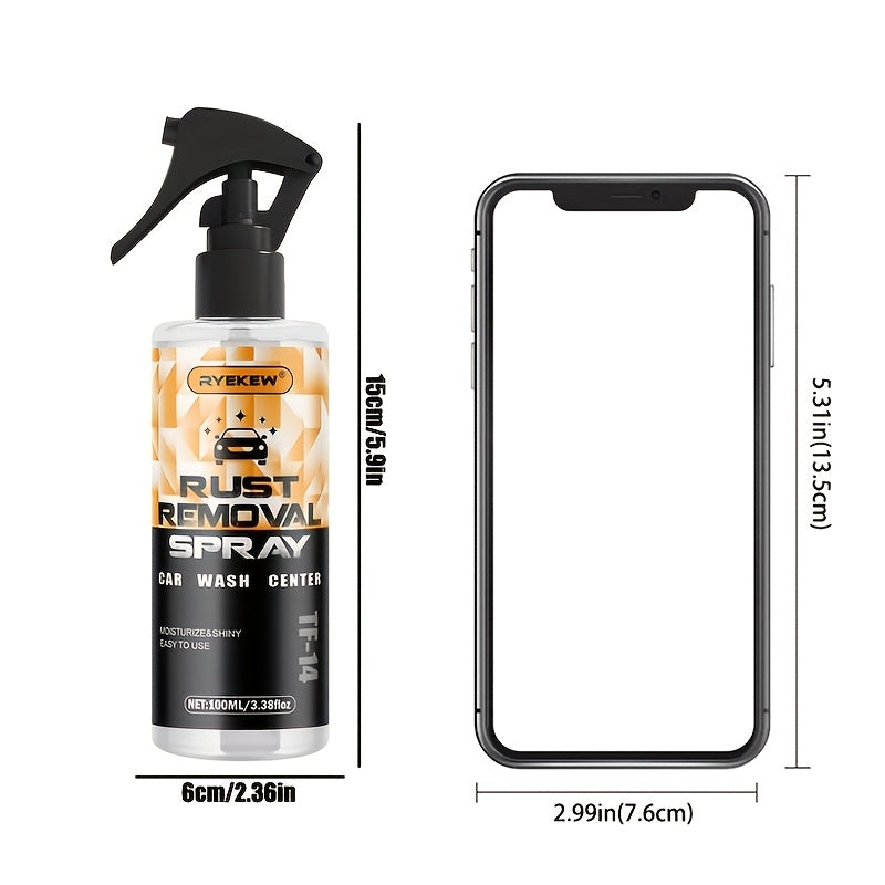 Rust Remover Spray for Metal – Fast-Acting Formula for Chrome, Iron, Alloy & Steel Surfaces, No Residue, Safe for Plastic & Rubber, Automotive & Household Rust Removal, 3.38oz