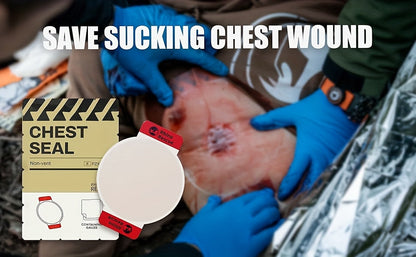 RHINO RESCUE Non-Vented Chest Seal Emergency Trauma Dressing – Portable IFAK Medical Supply for Sucking Chest Wounds, PA Nylon, FSA/HSA Eligible, Yellow