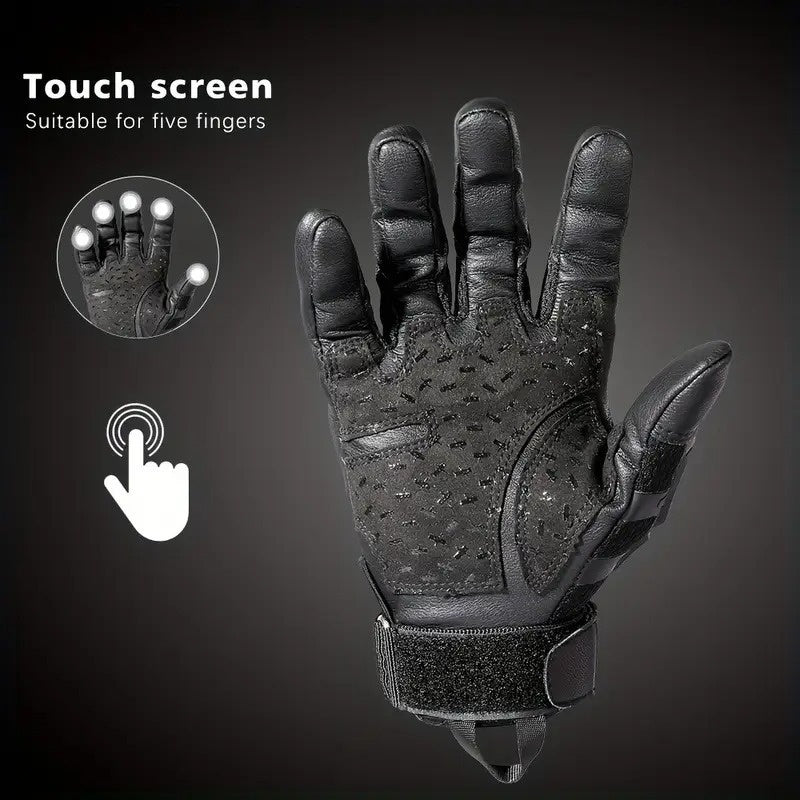 Tactical Full Finger Gloves with Touchscreen Compatibility Anti-Skid Wear-Resistant for Motorcycle Hiking Camping Hunting Shooting Cycling Outdoor Sports Men Women Black