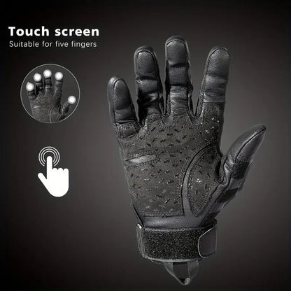 Tactical Full Finger Gloves with Touchscreen Compatibility Anti-Skid Wear-Resistant for Motorcycle Hiking Camping Hunting Shooting Cycling Outdoor Sports Men Women Black