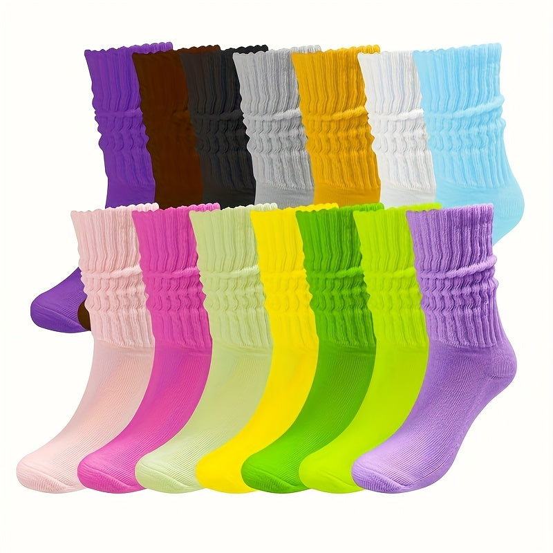 36 Pairs Women's High-Calf Socks, Breathable Quick-Dry Moisture-Wicking Polyester Socks with Soft Cushioned Sole, Pastel & Vibrant Colors for Casual Office Parties – All-Season Cute Sock Gift Set