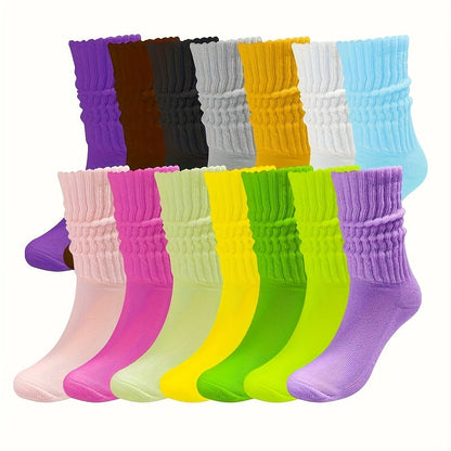 36 Pairs Women's High-Calf Socks, Breathable Quick-Dry Moisture-Wicking Polyester Socks with Soft Cushioned Sole, Pastel & Vibrant Colors for Casual Office Parties – All-Season Cute Sock Gift Set