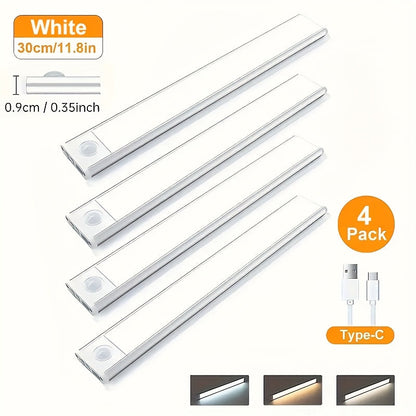 LED Motion Sensor Under Cabinet Light – Wireless USB-C Rechargeable Closet Light, 3 Color Temps & Dimmable, Magnetic Mount, Motion Activated Night Light for Kitchen Cabinet Closet Drawer (1/2/4 Pack)