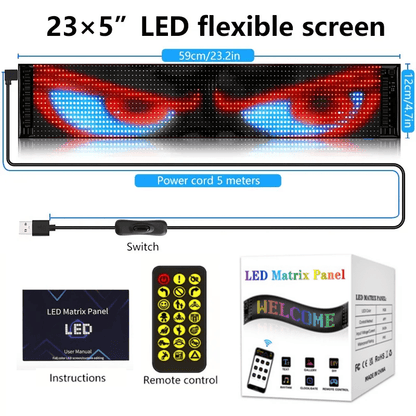 LED Scrolling Sign App Programmable – Animated Text Display Board, USB Powered, Car Charger Included, Multiple Sizes, Perfect for Bar, Party, Car, Christmas, New Year & Birthday Decorations