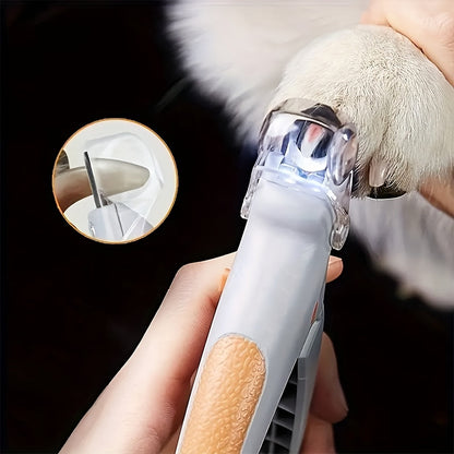 LED Pet Nail Clipper 2-Pack with Ergonomic Non-Slip Handle – Precise Safe Cat & Dog Nail Trimmer with Built-In LED Light for Accurate Grooming, Orange Gray, Essential Pet Nail Care Tool
