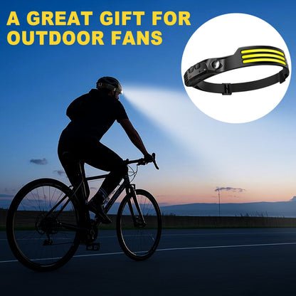 Motion Sensor LED Headlamp USB Rechargeable IP54 Waterproof – Super Bright 5-Mode Head Lamp for Camping Hiking Running Fishing Outdoor Activities