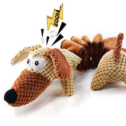 Large Squeaky Crinkle Dog Toy – Extendable 15.7" to 19.7" Plush Pull & Tug Bite Toy with Crinkled Paper Filling for Small Medium Large Dogs, Interactive Fetch & Chew Toy, No Battery Needed