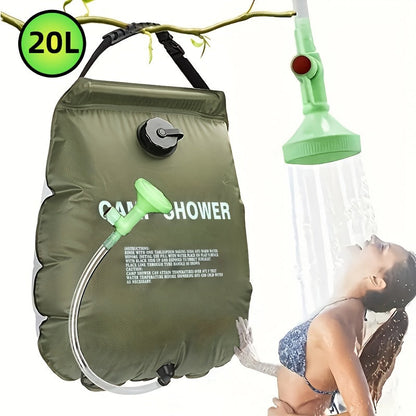 Portable Camping Shower Bag 5.28 Gallon | Solar Heated Outdoor Shower with Adjustable Hose | Lightweight Durable PVC | Perfect for Camping Beach RV Backyard | 20L