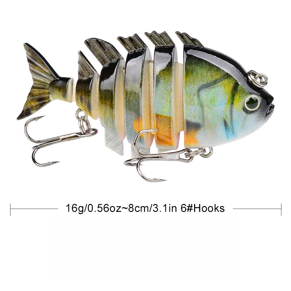Fishing Lures 4-Pack Multi-Joint Swimbait – Realistic Hard Topwater Perch Bait with Treble Hooks, 3.5 Inch / 0.85oz, Lifelike Bluegill & Panfish Lures for Freshwater & Saltwater Bass Fishing
