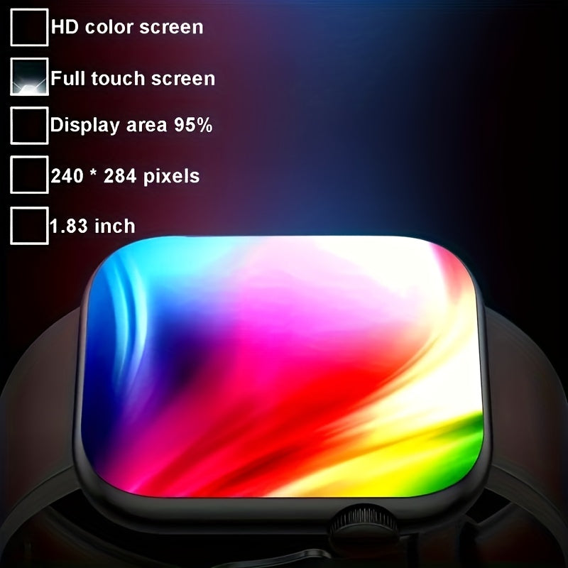 Smartwatch 2.01 Inch Touchscreen with HD Bluetooth Calling, Dual Strap, 100+ Sport Modes, Step & Calorie Tracker, Music & Notifications, Compatible with Android & iPhone - Unisex Fitness Smart Watch