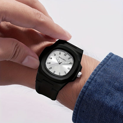 Men's Casual Silicone Band Quartz Watch Zinc Alloy Case Oval Dial Analog Pointer Display - Lightweight Everyday Fashion Watch Gift for Men Boyfriend Dad