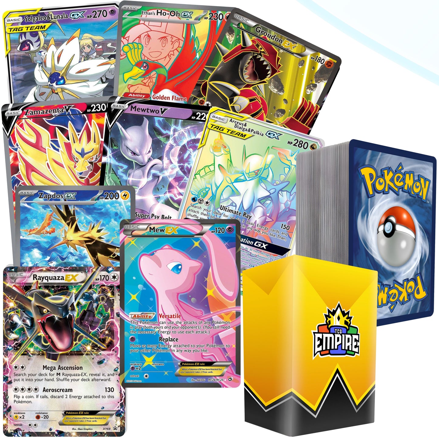 Pokemon Legendary & Mythical Ultra Rare Battle Bundle 100+ Authentic TCG Cards – 1 Guaranteed Ultra Rare Legendary or Mythical | Mewtwo Lugia Arceus Rayquaza | Holos & Rares | Gift for Kids & Collectors