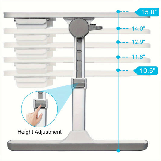 Lap Desk Bed Tray Table with USB Light Fan & Drawer – Adjustable Portable Laptop Stand for Bed Couch Sofa, Laptop Desk for Reading Writing Eating, 10 Colors & Sizes