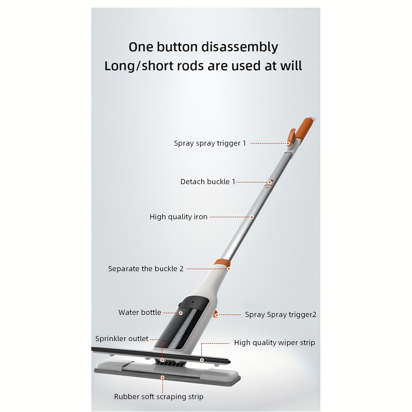 3-in-1 Glass Cleaning Kit with Durable Metal Pole Squeegee and Scraper for High Windows Shower Doors Car Windshields – Streak-Free Home Cleaning Tool