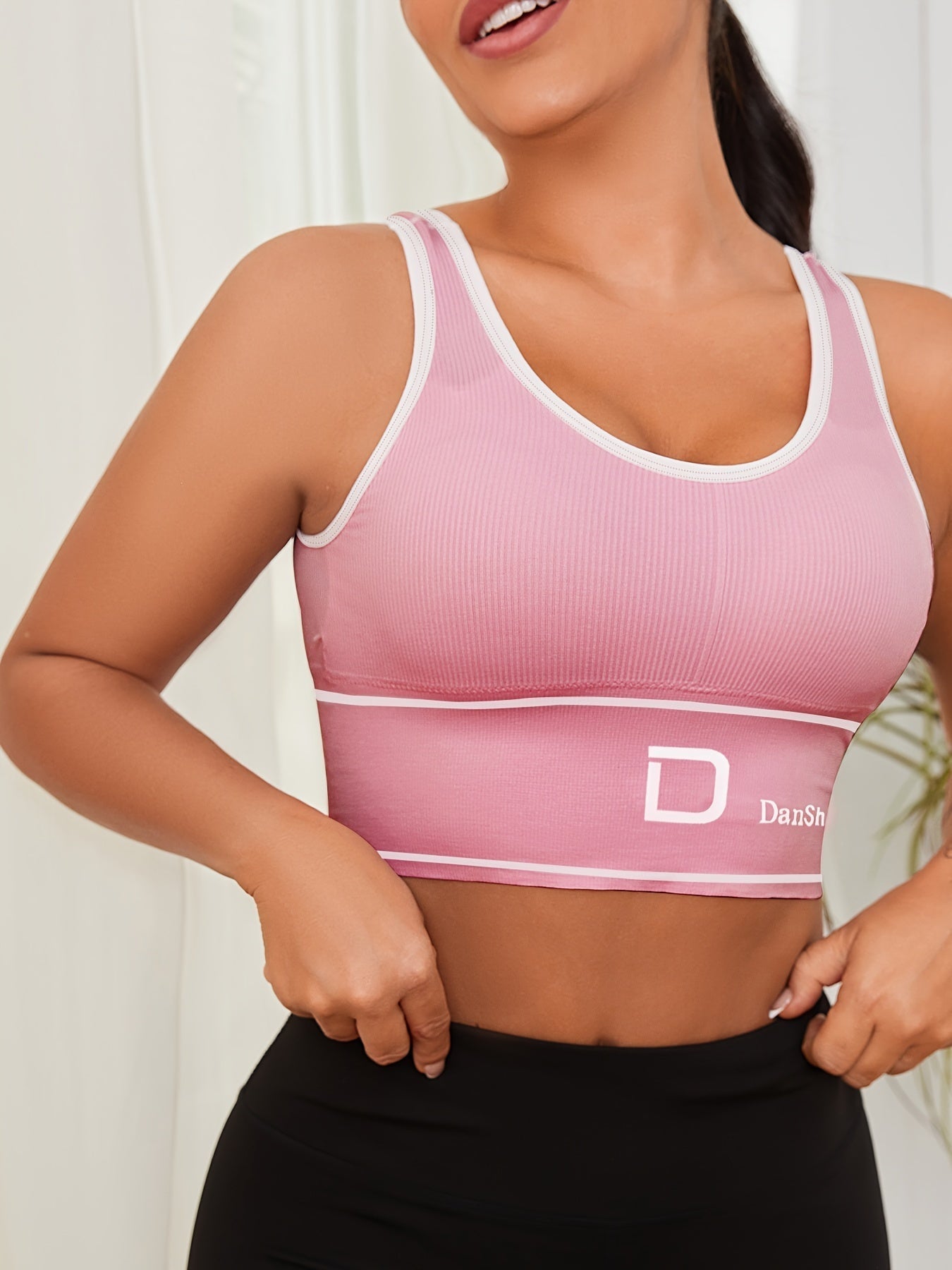 5pcs Wireless Sports Bra Set – Full Coverage High Elasticity Nylon Bra for Yoga Running Gym, Breathable Machine Washable, Mixed Colors, DANSHEER Print, Women's Activewear Bra Pack
