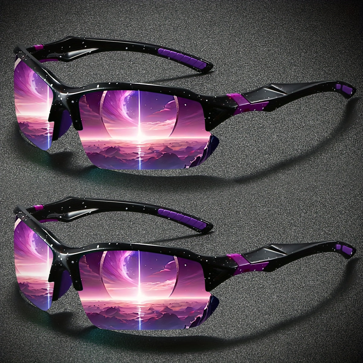 Women's Polarized Semi-Rimless Sunglasses 2-Pack – TAC Mirror Coating Anti-Glare Lenses in Starry Purple & Dreamy Pink, Stylish Everyday Fashion Eyewear Gift Set for Women