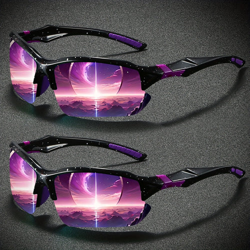 Women's Polarized Semi-Rimless Sunglasses 2-Pack – TAC Mirror Coating Anti-Glare Lenses in Starry Purple & Dreamy Pink, Stylish Everyday Fashion Eyewear Gift Set for Women