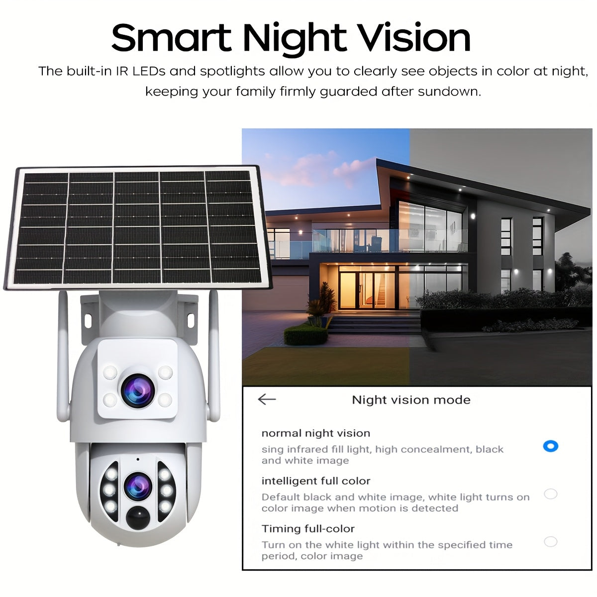 Solar Security Camera Outdoor 360° PTZ 1296P HD Dual Lens Color Night Vision Two-Way Audio Motion Detection WiFi SD Card – Wire-Free Rechargeable JOOAN RS3