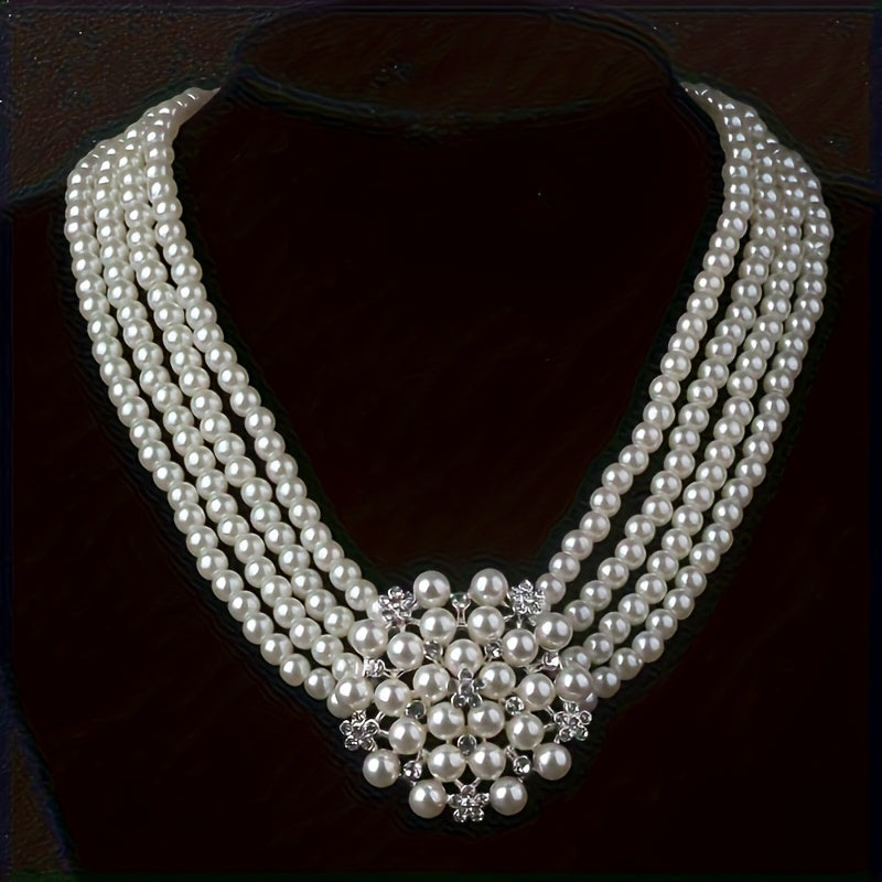 Luxury Bridal Necklace & Earring Set for Women – Silver Plated Beaded Jewelry Set for Wedding, Evening Party & Stage Performance, Elegant Dress Accessories