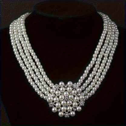 Luxury Bridal Necklace & Earring Set for Women – Silver Plated Beaded Jewelry Set for Wedding, Evening Party & Stage Performance, Elegant Dress Accessories