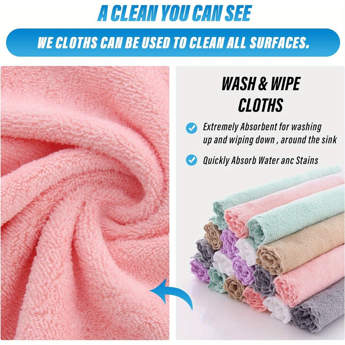 40-Pack Cleaning Cloths Soft Absorbent Household Rags 9.4x9.4 Inch | Multi-Purpose Square Towels Kitchen Bathroom Car Cleaning | Reusable Washable Random Colors | Bulk Value Pack | Gift for Mom