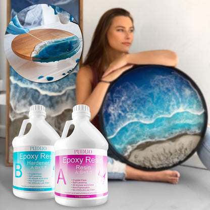 Epoxy Resin Kit Crystal Clear 2-Part Fast-Curing for Casting, Coating, Resin Art, Jewelry Making, Tabletops & Bar Counters – Available in 4oz, 72oz & 1 Gallon with Pump Kit & Glitter Accessories