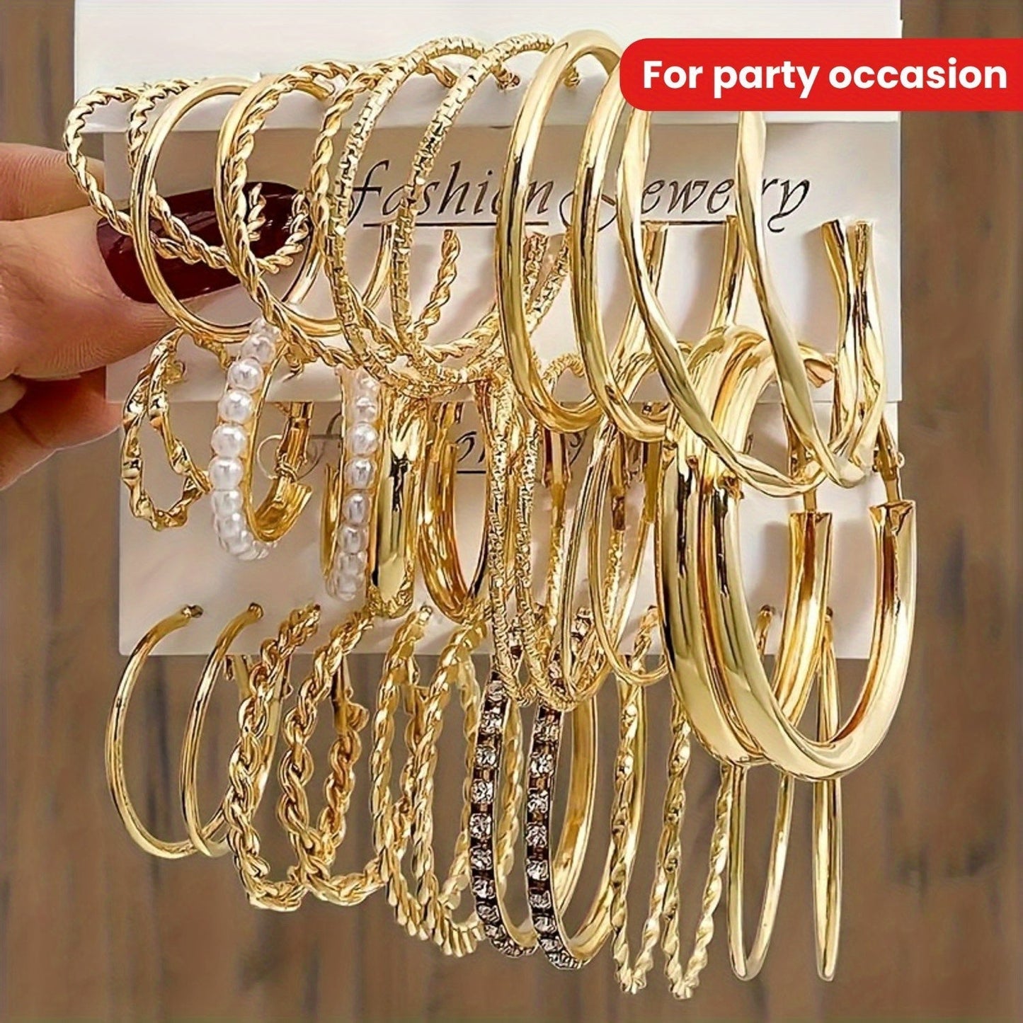36 Piece Gold Hoop Earrings Set for Women – Fashion Rhinestone Accent Hoop Earrings with 316L Stainless Steel Posts, Hypoallergenic Earring Set for Daily Wear Parties and Gift
