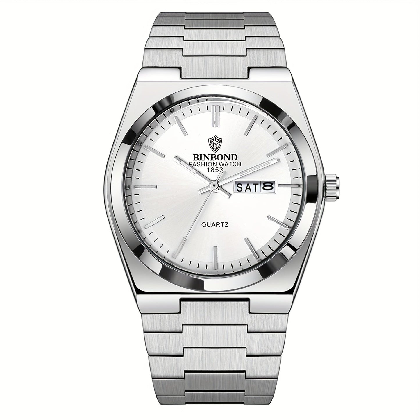 Men's Stainless Steel Quartz Watch – Luminous Dial, Date Calendar, Analog Business Wristwatch for Men, Classic Round Face, Solid Steel Band, Multiple Colors Available
