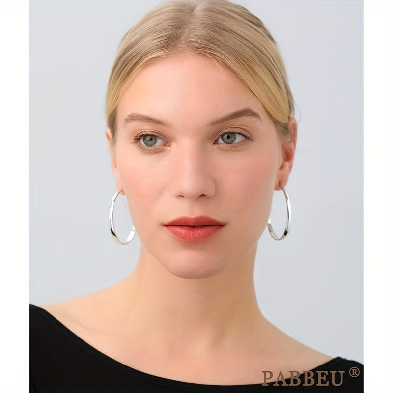 S925 Sterling Silver Large Hoop Earrings Hypoallergenic Thin Oversized Big Hoops French Minimalist Style for Women Girls Daily Vacation Jewelry