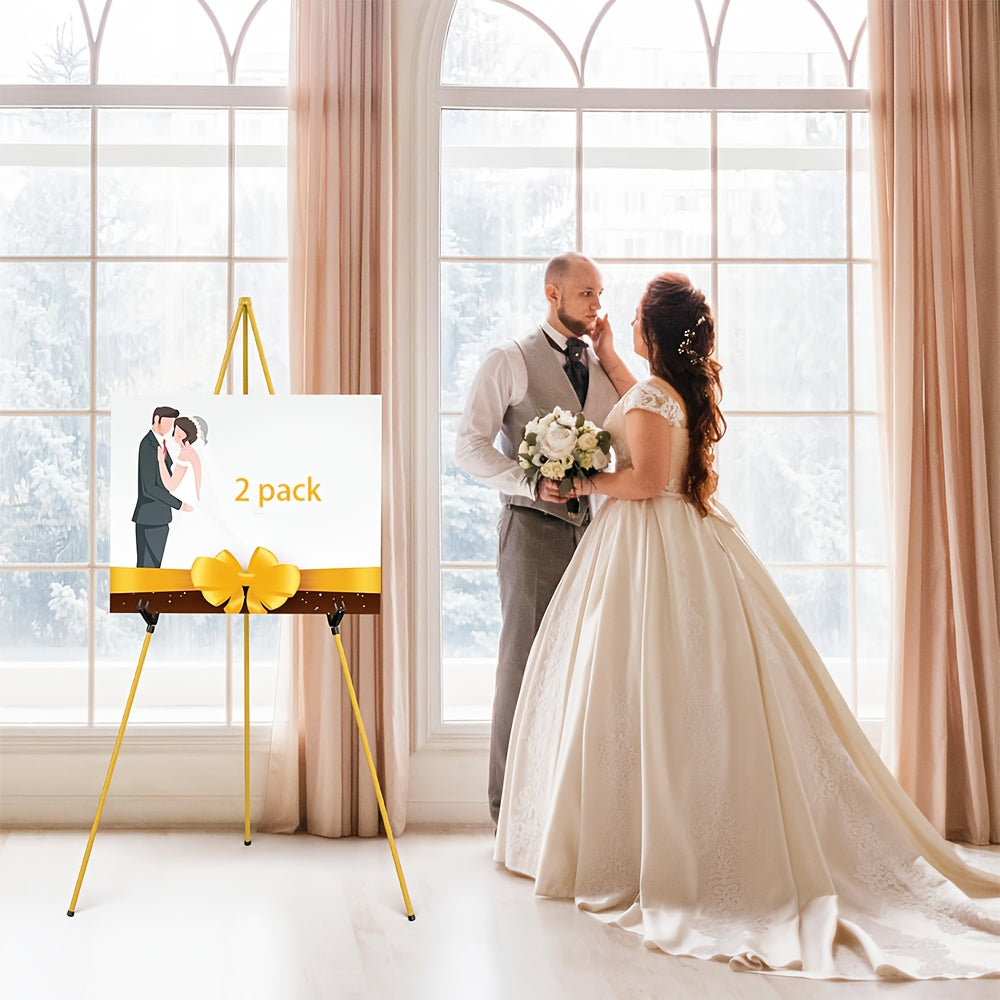 63 Inch Portable Tripod Easel Stand Foldable with Carrying Bag – Adjustable Metal Floor Easel for Wedding Signs Posters Art Painting Trade Shows and Events – Holds Up to 10 lbs