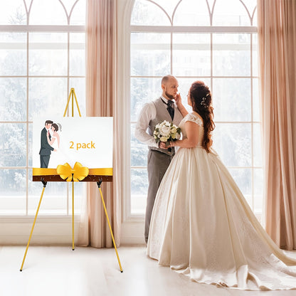 63 Inch Portable Tripod Easel Stand Foldable with Carrying Bag – Adjustable Metal Floor Easel for Wedding Signs Posters Art Painting Trade Shows and Events – Holds Up to 10 lbs
